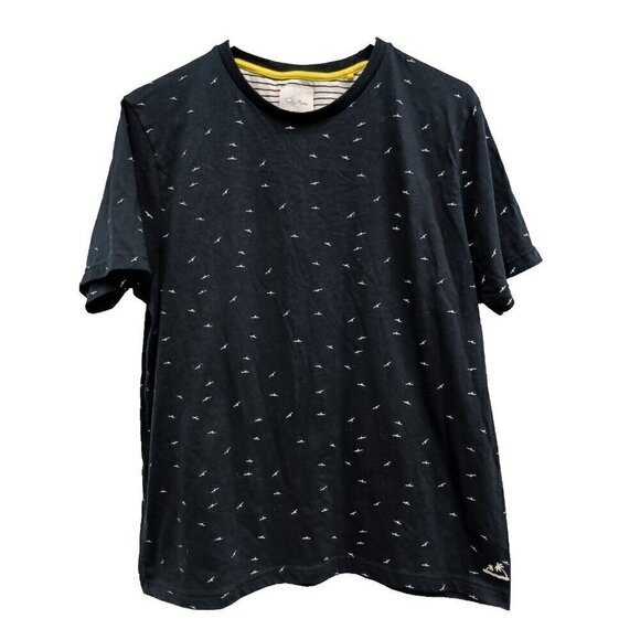 Denim & Flower Ricky Singh Mens Seal Print T-Shirt Size XL Navy Nautical Coastal - Picture 1 of 11
